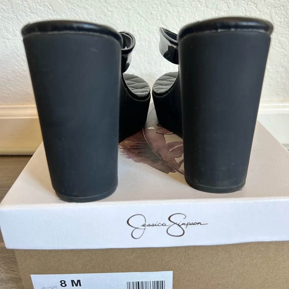 Jessica Simpson Sitaniya Black Wedge Flip Flops